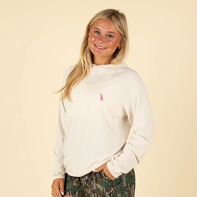 Women's Heather Blend Hooded T-Shirt Cream