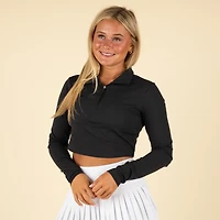 Crop Top Half Zip Black