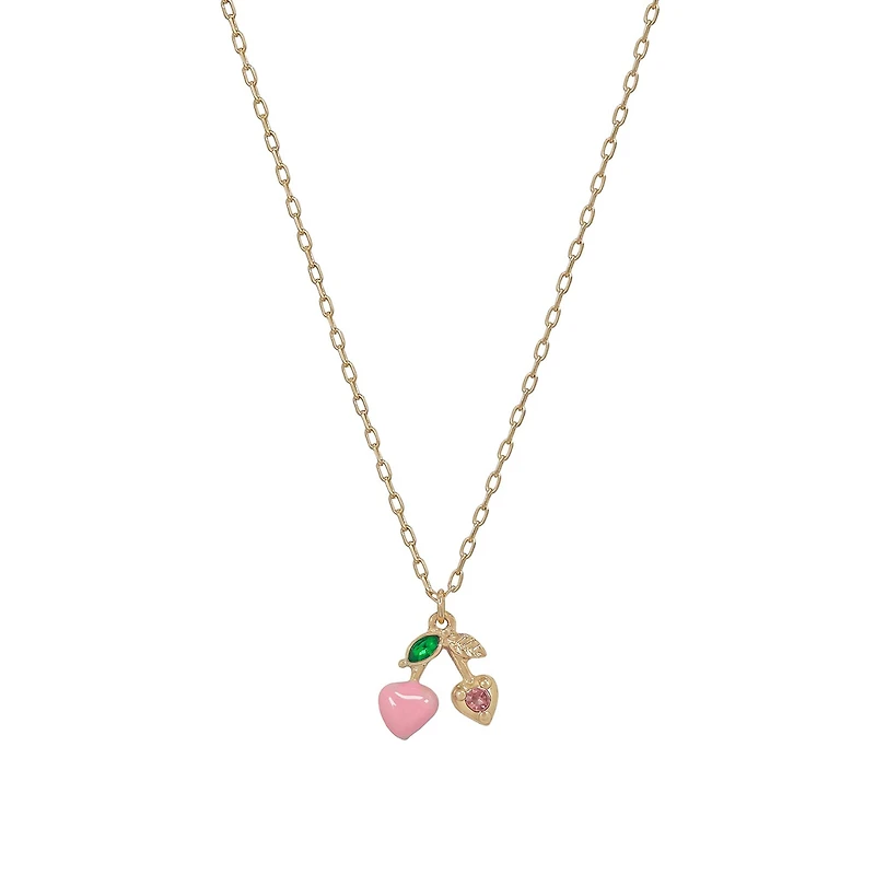 Pink Cherry Gold Necklace