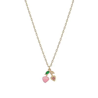 Pink Cherry Gold Necklace