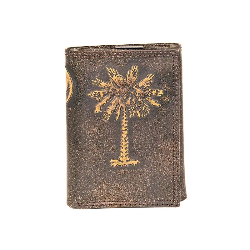 Palmetto Tree Burnished Trifold Wallet