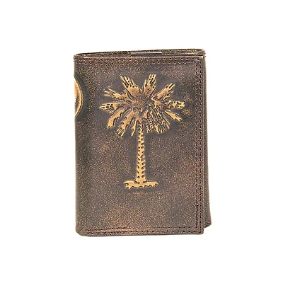 Palmetto Tree Burnished Trifold Wallet