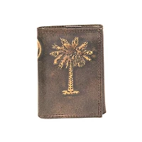 Palmetto Tree Burnished Trifold Wallet