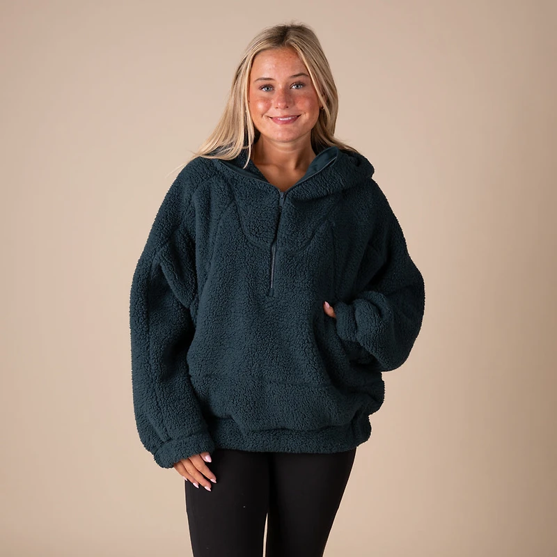 Sherpa Hooded Quarter Zip Pullover