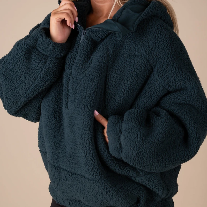 Sherpa Hooded Quarter Zip Pullover