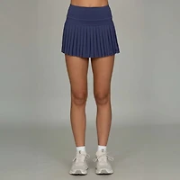 High-Waisted Pleated Tennis Skort Navy