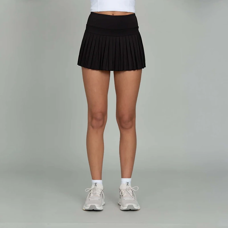 High-Waisted Pleated Tennis Skort Black