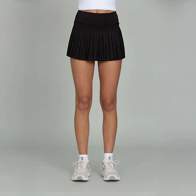 High-Waisted Pleated Tennis Skort Black