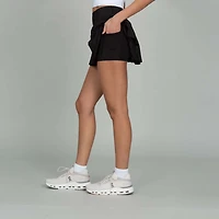 High-Waisted Pleated Tennis Skort Black