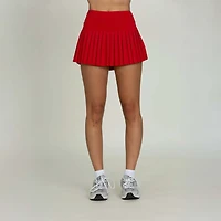 High-Waisted Pleated Tennis Skort Ruby