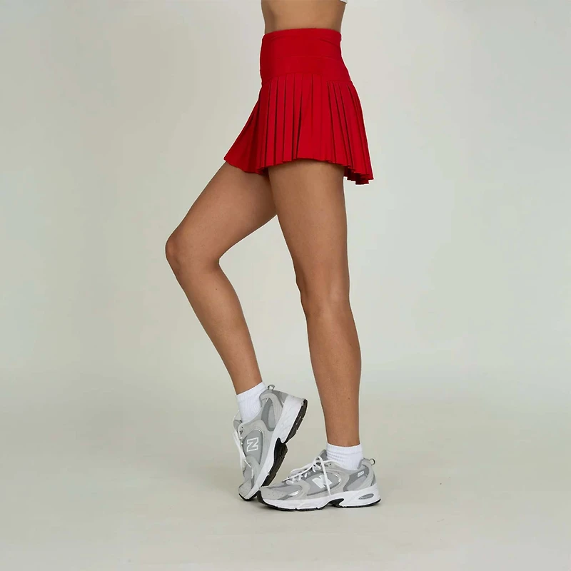High-Waisted Pleated Tennis Skort Ruby