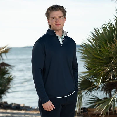 Mariner 1/4 Zip Solid Pullover Navy