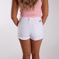The Lorena Distressed White Denim Shorts