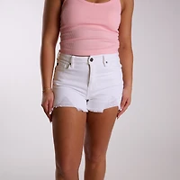 The Lorena Distressed White Denim Shorts