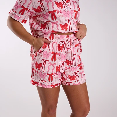 Pink Bows Pajama Shorts