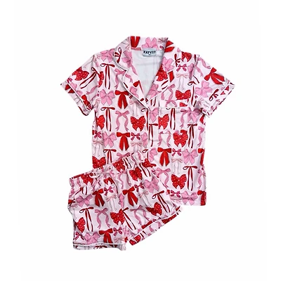 Youth Pink Bows Pajama Set