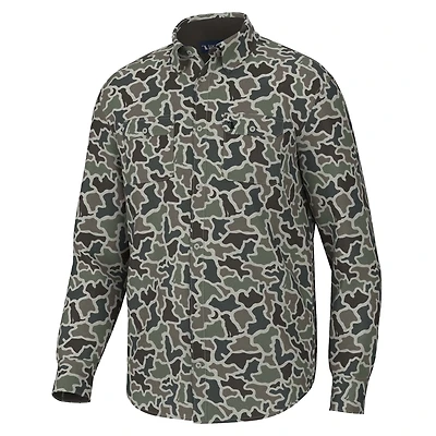 Dog and Moon Camo Button Down Shirt
