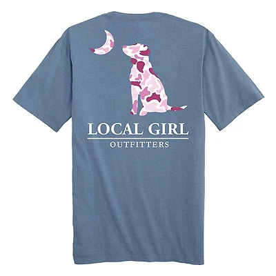 Local Girl Pink Localflage Dog and Moon Short Sleeve T-Shirt