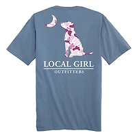 Local Girl Pink Localflage Dog and Moon Short Sleeve T-Shirt