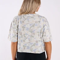 Short Sleeve Boxy Cropped Athletic Top Saltwater Forest Camo