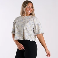 Short Sleeve Boxy Cropped Athletic Top Saltwater Forest Camo