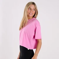 Short Sleeve Boxy Cropped Athletic Top Royal Pink