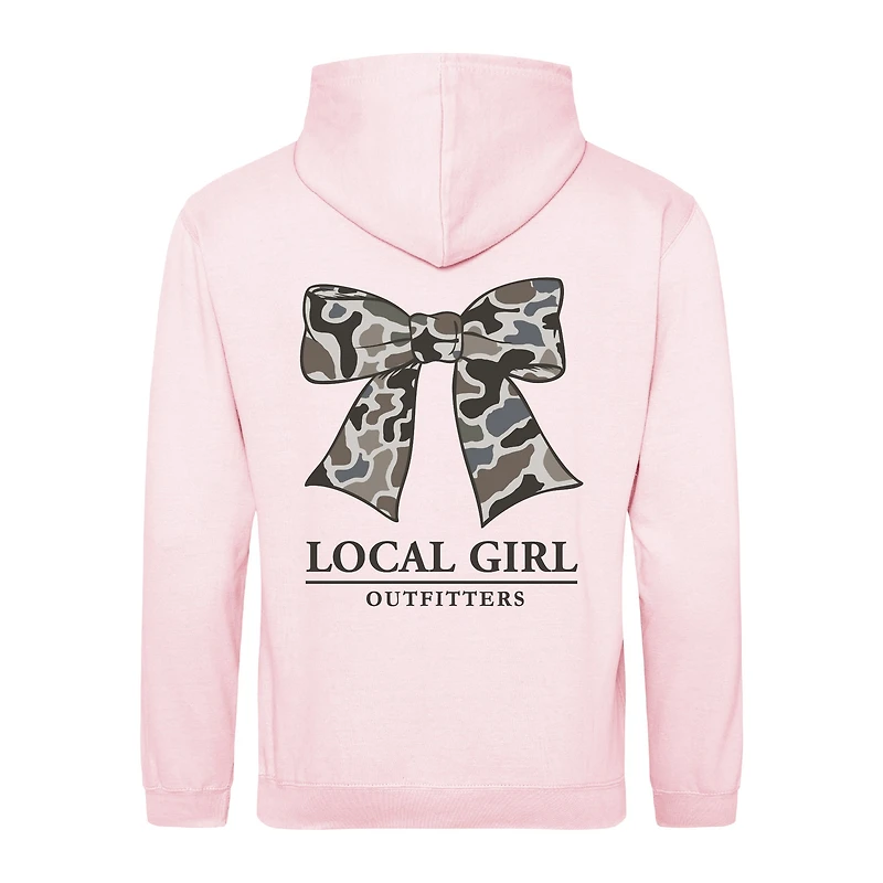 Local Girl Camo Bow Hoodie Baby Pink