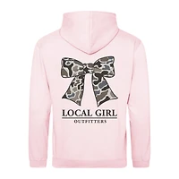 Local Girl Camo Bow Hoodie Baby Pink