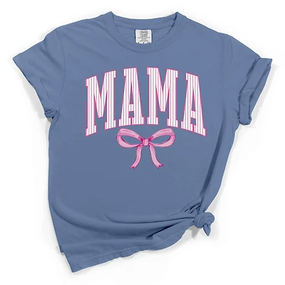 Mama Striped Bow Short Sleeve T-Shirt