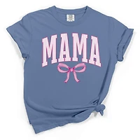 Mama Striped Bow Short Sleeve T-Shirt