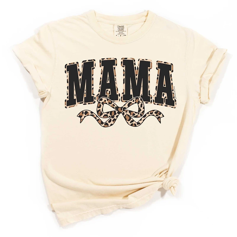 Mama Cheetah Bow Short Sleeve T-Shirt