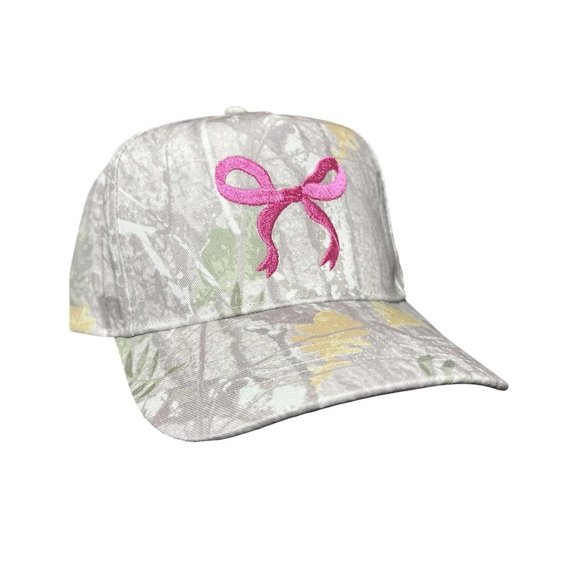 Beige Camo and Pink Bow Hat