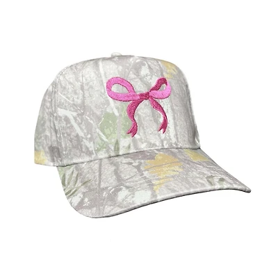Beige Camo and Pink Bow Hat