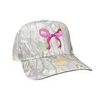 Beige Camo and Pink Bow Hat