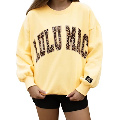 Lulu Mac Puff Crewneck Sweatshirt Yellow and Leopard