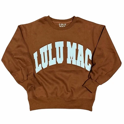 Lulu Mac Stitch Crewneck Sweatshirt Blue and Brown