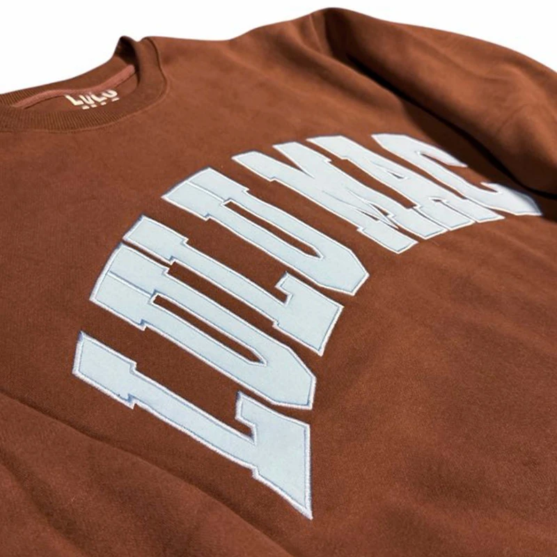 Lulu Mac Stitch Crewneck Sweatshirt Blue and Brown