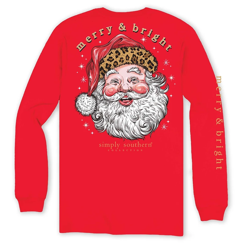 Merry and Bright Santa Long Sleeve T-Shirt