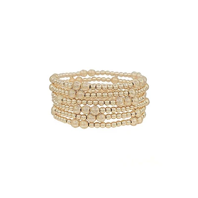 Large Gold Beaded Bracelet Set