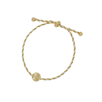 Neutral Braided Cord Bracelet with Gold Accents