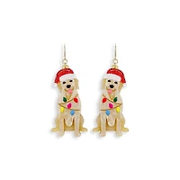 Golden Dog with Lights Earrings