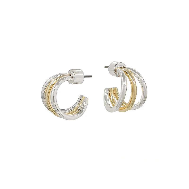 Mixed Metal Double Hoop Earrings