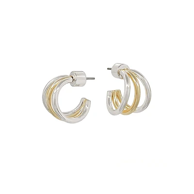 Mixed Metal Double Hoop Earrings