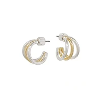 Mixed Metal Double Hoop Earrings