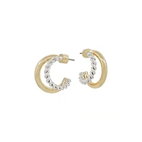 Mixed Metal Twist Hoop Earrings