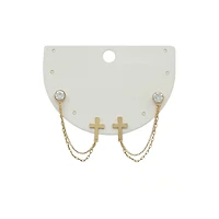 Cross with Rhinestone Chain Earrings