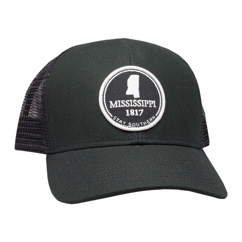 Mississippi Mesh Back Trucker Hat in Black