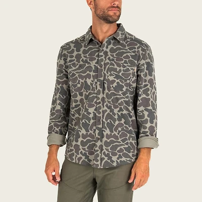 Men's Fireside Button-Down Overshirt Dark Green Mallard Camo
