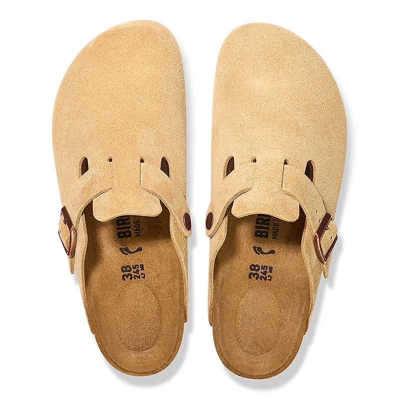 Women's Boston Suede Leather Slip On Shoes Latte Cream