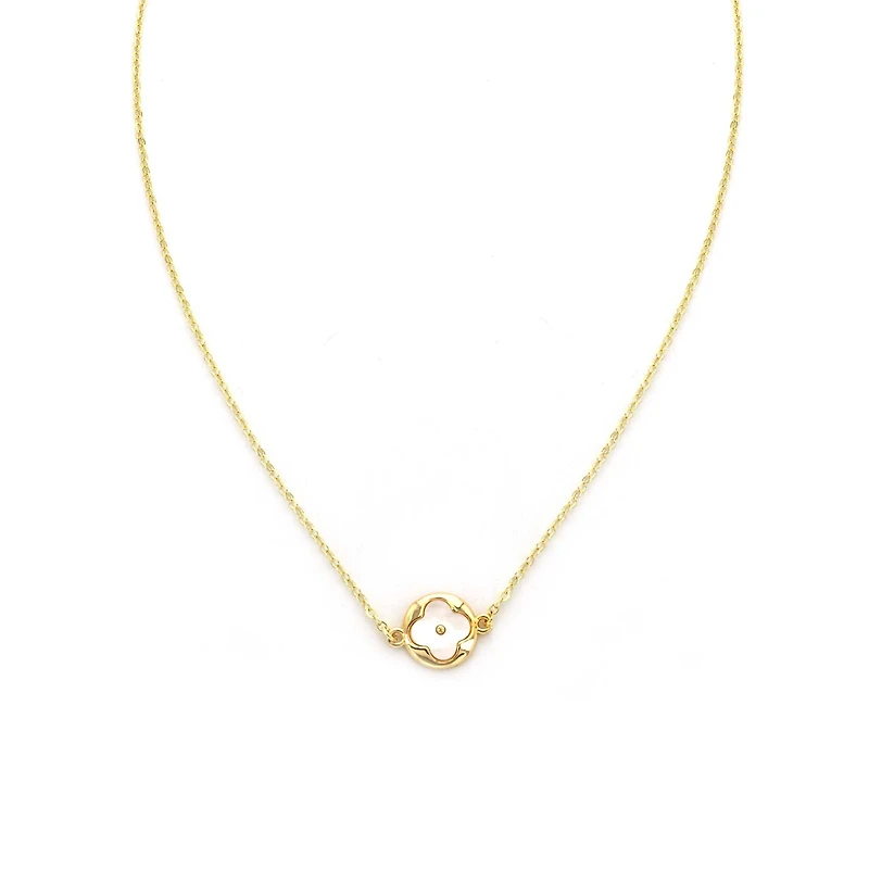 Mother of Pearl Clover Gold Necklace